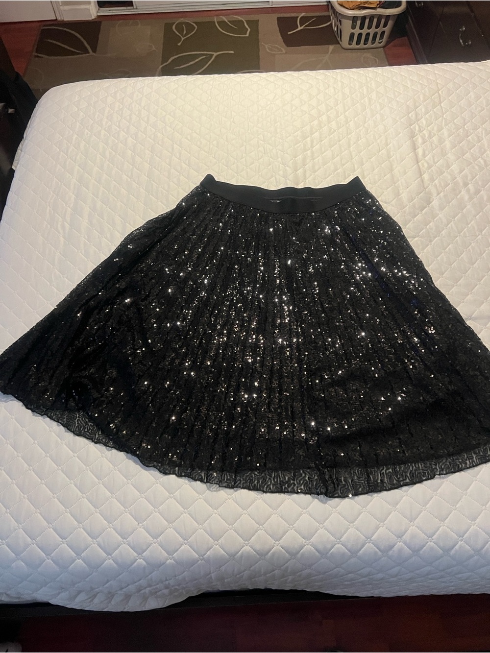 Simply Vera Vera Wang Black Sequin Skater Skirt
